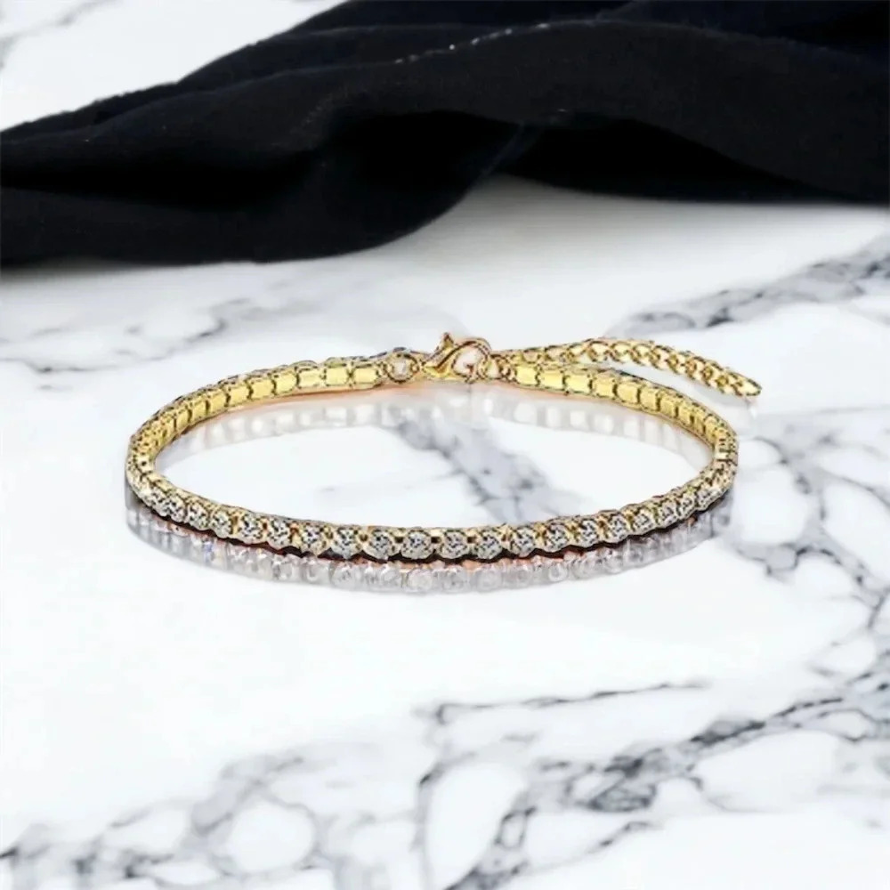 Clear Rhinestone Gold Anklet Bracelet - Picture 4 of 6